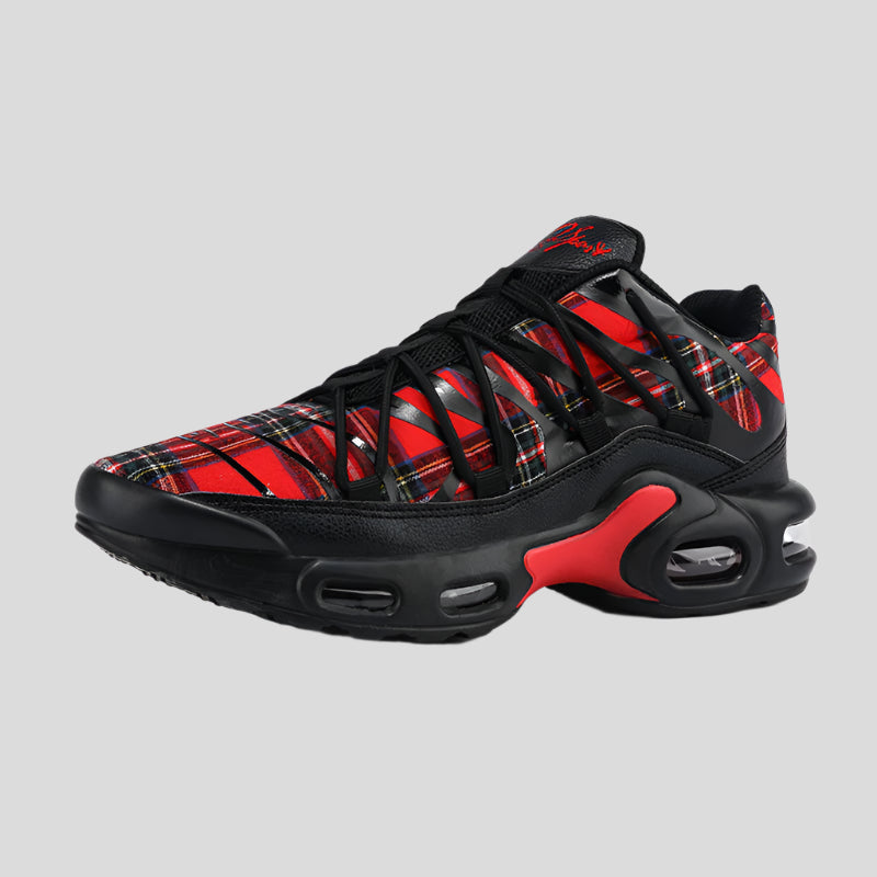 Celonox Red Plaid Visible-Air Street Sneakers